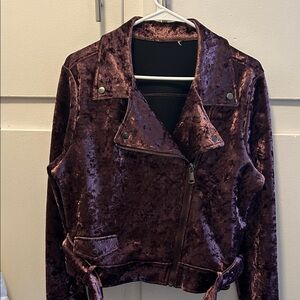 Velvet Moto Jacket in Purple